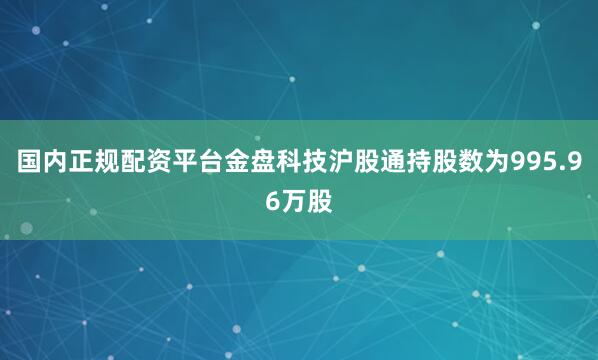 国内正规配资平台金盘科技沪股通持股数为995.96万股